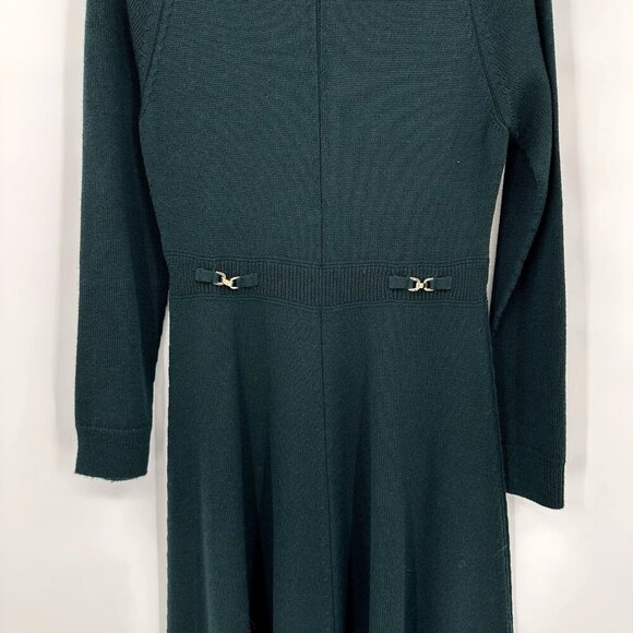 turtleneck sweater dress 100% wool long sleeve forest green N2 US 6 - Picture 9 of 14